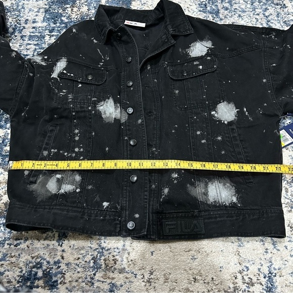 NWT FILA Black & White Splatter Ajax Denim Jacket Size Medium - Picture 9 of 10